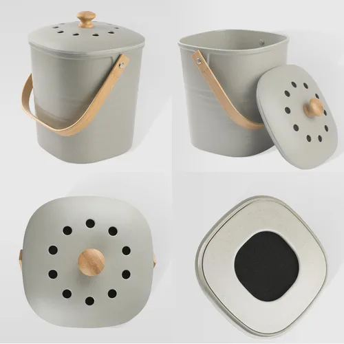 Miniatura 6 de Contenedor de Compost para Cocina, LALASTAR Cubo de Compost de Encimera con Tapa, Hecho de Fibra de Bambú Sostenible, Cubo de Compost Interior Negro