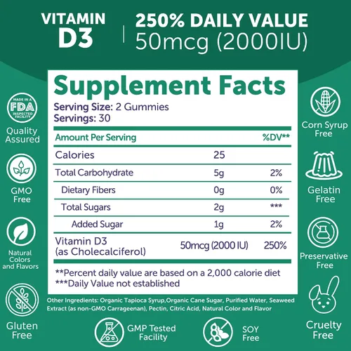 Miniatura 5 de Lunakai Gomitas de Vitamina D3 para Adultos y Niños - Fórmula Propia Más Sabrosa - Gomitas de Vitamina D No-GMO para Mujeres, Hombres, Niños