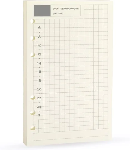 Miniatura 14 de Insertos de planificador A5, recargables para repuestos Filofax, arphia, 6 anillas, puntos, líneas, cuadrículas, lisos, 80 hojas/160 páginas para un