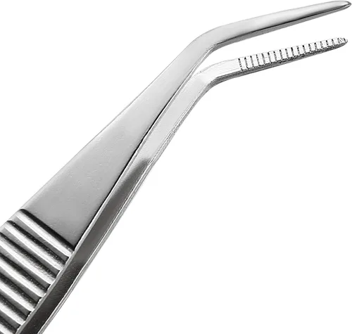 Miniatura 3 de uxcell Pinzas de acero inoxidable de 5 pulgadas con punta dentada curvada y puntiaguda