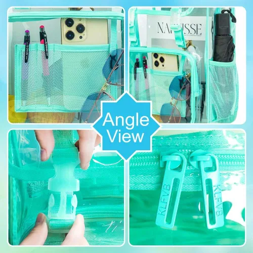 Miniatura 36 de Mochila transparente, aprobada por el estadio, para niñas y niños, mochila transparente de PVC resistente para mujeres y hombres
