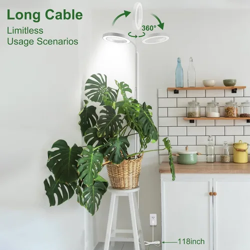 Miniatura 7 de wolezek Luces de cultivo para plantas de interior de espectro completo, 80 LEDs luz de cultivo de 3 colores, luces de plantas de 65 pulgadas