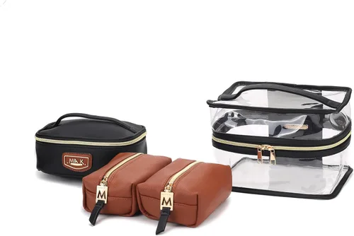 Miniatura 7 de MKF 4PCS elegante bolsa de cosméticos portátil maquillaje viaje organizador caso, Emma Fucsia