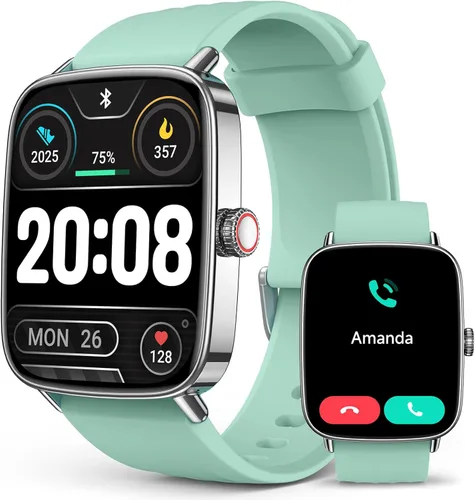 SOUYIE Relojes inteligentes para hombres y mujeres, reloj inteligente de voz AI de 1.85 pulgadas, monitor de frecuencia cardíaca 24/7, rastreador de