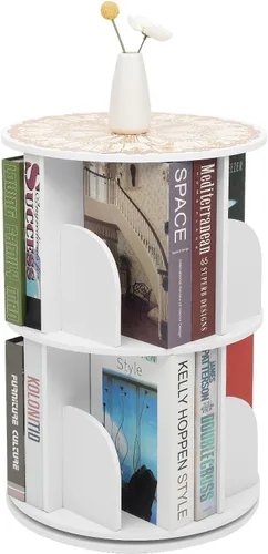 Estantería giratoria de 360°, organizador de pie, estante de almacenamiento para sala de estar, sala de estudio, dormitorio, oficina en casa (2
