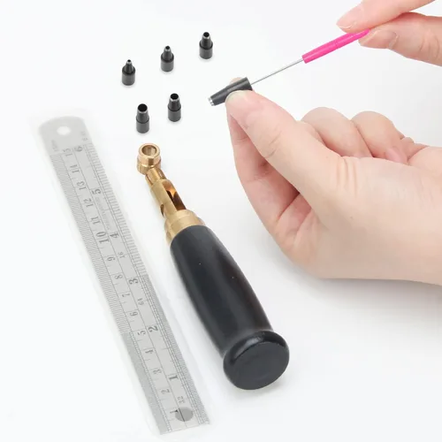 Miniatura 4 de Boyistar - Perforador de tornillo japonés, con mango de madera, herramienta ajustable de cuero para cinturones, correa de reloj, bolsos con 6