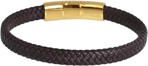 Miniatura 11 de Geoffrey Beene - Pulsera trenzada de cuero auténtico para hombre, con cierre de acero inoxidable