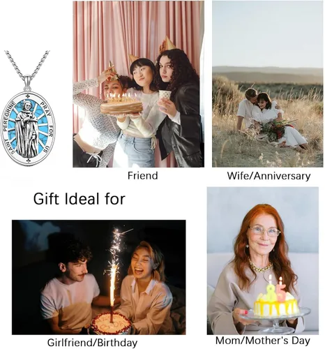 Miniatura 74 de Collar de plata de ley 925 con medalla de San Patrón, colgante de protección católica, amuleto, joyería religiosa para hombres y mujeres