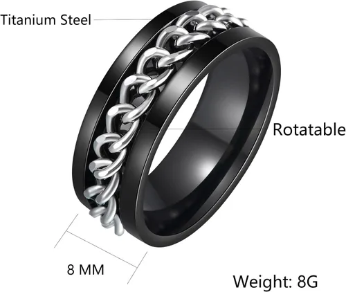 Miniatura 157 de Anillos giratorios para la ansiedad para hombre, anillos clásicos de cadena para mujeres y adultos, anillo de acero de titanio