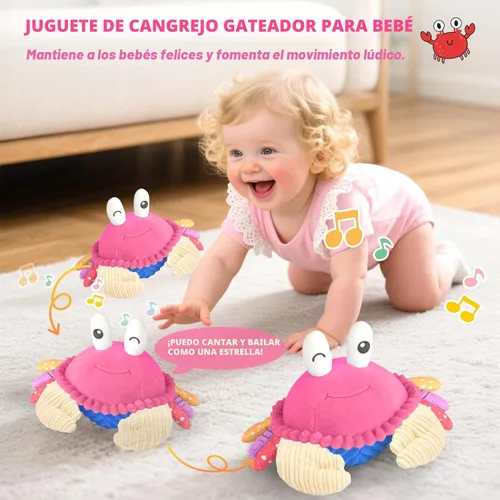 Miniatura 4 de SAIMAND Cangrejo Rosa de Arrastre Juguete para Bebé - Juguetes de Peluche Musicales Recargables con 40 Canciones y Grabadora de Voz, Juguete