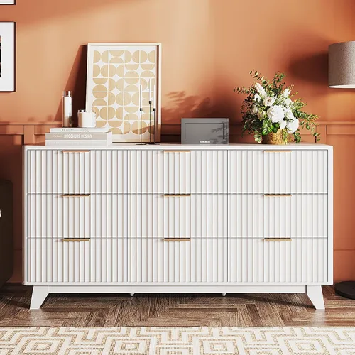 Miniatura 18 de VINGLI Cómoda alta acanalada con 5 cajones, cómoda de 23.66 pulgadas de ancho, cómoda de madera gris con bordes redondeados, aparadores grises