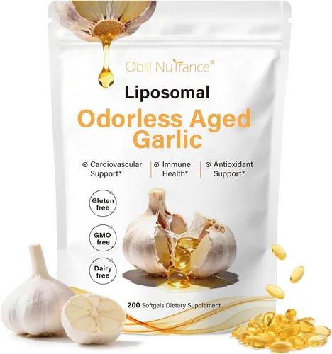 Obill NuTrance Extracto de ajo envejecido, suplementos de ajo orgánico inodoro, extracto de ajo de 2 años, bulbo de Allium Sativum cultivado | Apoya