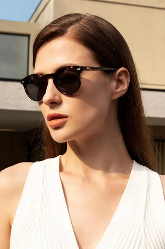 Miniatura 9 de CARFIA Gafas de sol polarizadas de acetato redondo para mujer, protección UV de cara pequeña con funda de cuero CA5288