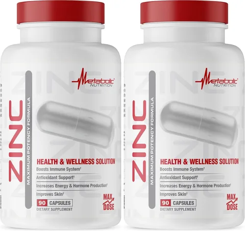 Miniatura 7 de Suplemento de zinc de Metabolic Nutrition, 75 mg, 90 cápsulas de zinc, apoya la función del sistema inmunológico con óxido de zinc