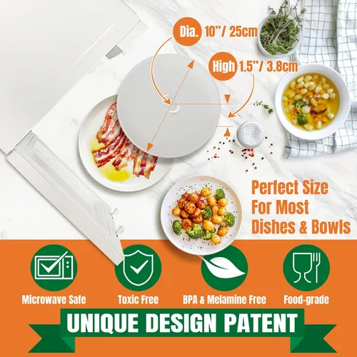Miniatura 6 de Funda desechable para salpicaduras de microondas, 10 pulgadas, funda de papel para microondas para alimentos, sin BPA y no tóxico, protector