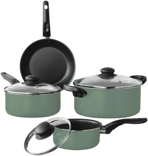 Miniatura 3 de Juego de utensilios de cocina de aluminio antiadherente, ollas y sartenes (negro)