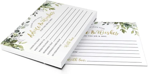 Miniatura 3 de Printed Party Consejos y deseos de boda, Greenery Bridal Shower, 50 tarjetas