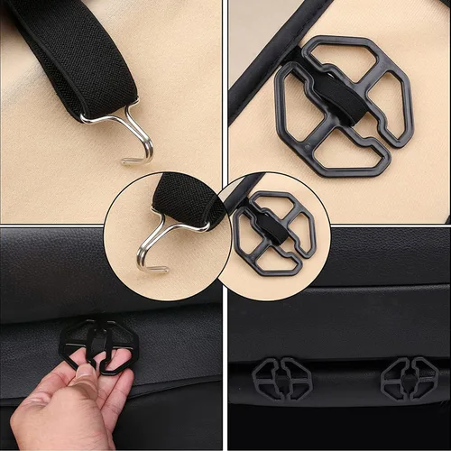 Miniatura 9 de Coverado Fundas de asiento delantero y trasero, 5 piezas, protectores de asiento impermeables de piel de napa para automóvil, juego completo