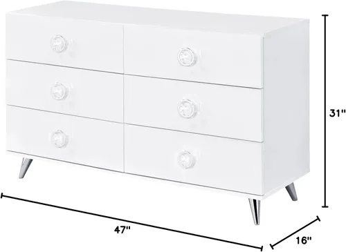 Miniatura 2 de Acme Cómoda de madera Perse con 6 cajones en color blanco