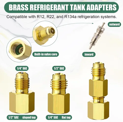 Miniatura 5 de Kit de adaptador R410a de 35 piezas de mini adaptador split 45° 90° manguera de refrigerante, 5/16 pulgadas hembra 1/4 pulgadas macho, 1/2 pulgadas
