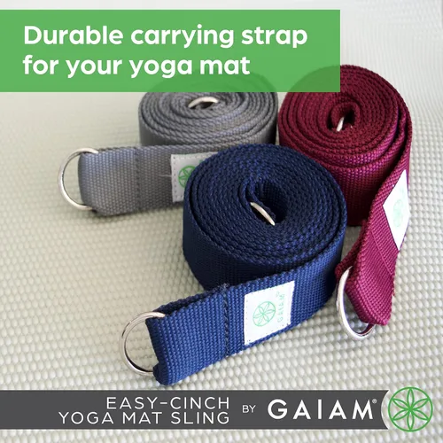 Miniatura 2 de Gaiam Easy-Cinch para colchoneta de yoga - Correa resistente para transportar la colchoneta de yoga con anillos en D de metal para un ajuste seguro
