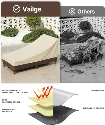 Miniatura 5 de Vailge Funda impermeable para tumbona de patio, 600D resistente al aire libre, fundas para muebles de patio, resistentes a los rayos UV, paquete