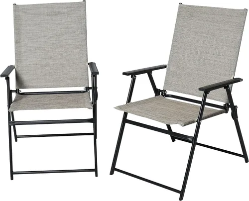 Miniatura 13 de Anmutig 2 sillas plegables rojas para patio al aire libre con respaldo alto, reposabrazos ligeros