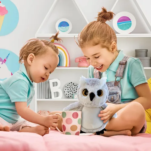 Miniatura 5 de DolliBu - Peluche de búho – Animal de peluche súper suave, lindo pájaro de vida silvestre gris, adorable animal de peluche esponjoso para niños