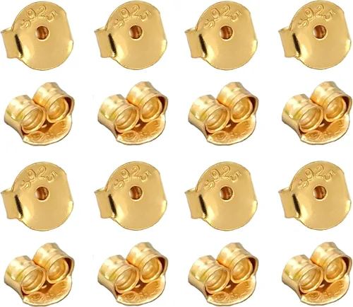 Miniatura 9 de 16 unidades/8 pares de aretes chapados en oro de 18 quilates para tachuelas, de plata de ley 925, no se decolora, seguro, hipoalergénico seguro