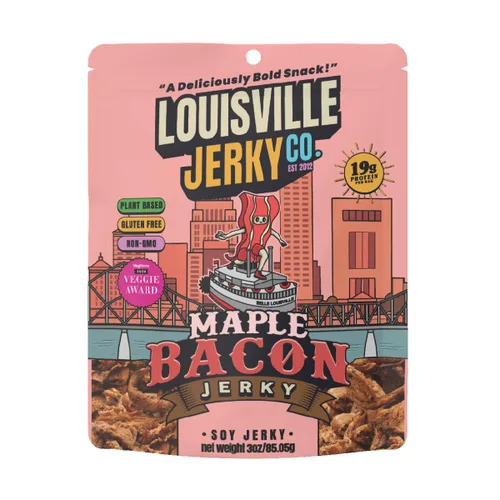 Miniatura 8 de Louisville Vegan Jerky – tocino de arce, vegetariano y vegano, Jerky, 21 g/0.74 oz de proteína de soja sin OMG, ingredientes sin gluten
