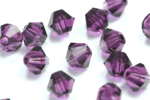 Miniatura 2 de 100 piezas auténticas Preciosa de 3 mm (0,12 pulgadas) cuentas sueltas de cristal bicono facetado pequeño amatista púrpura compatibles con cristales