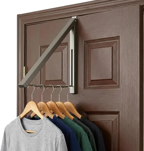 Miniatura 8 de HOLDN' STORAGE Colgador sobre la puerta - Organizador de rack plegable individual para colgar ropa, abrigos y toallas, ideal para dormitorios
