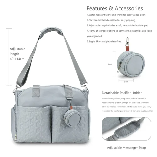 Miniatura 6 de Bolsa para extractor de leche – Bolsa de pañales para bebé con funda para laptop y bolsillo de aislamiento, se adapta a la mayoría de extractores