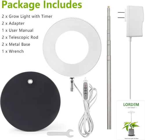 Miniatura 7 de LORDEM Luz de crecimiento, luz LED para plantas de interior, lámpara de crecimiento de escritorio de espectro completo con temporizador automático