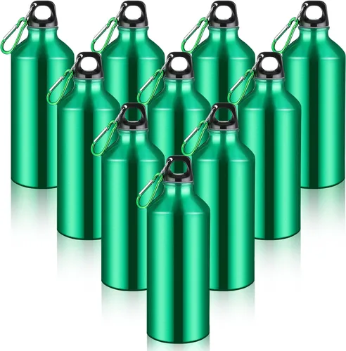 CHENGU 10 botellas de agua de aluminio de 20 onzas, reutilizables, ligeras, a prueba de fugas, botellas de viaje deportivas de aluminio con hebilla