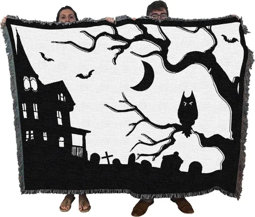 Miniatura 23 de Pure Country Weavers Manta negra con texto en inglés "I Just Here for The Boos" de fantasma, regalo de otoño, Halloween, para la parte posterior