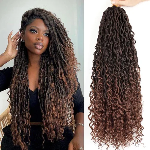 Miniatura 16 de LMZIM Cabello de ganchillo Goddess Locs de 14 pulgadas, 8 paquetes de Faux Locs trenzas de ganchillo para mujeres negras, cabello de ganchillo #2
