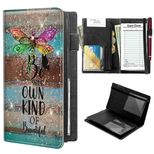 Miniatura 22 de Libretas de alto volumen para camareros, libro de servidor Forest Moon con 2 bolsillos expandibles de 9 x 5, libro de mesera lindo con bolsillo
