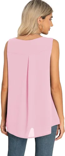 Miniatura 5 de QUEZHU Blusa sin mangas de gasa para mujer, de verano, con vuelo, de doble capa, túnica