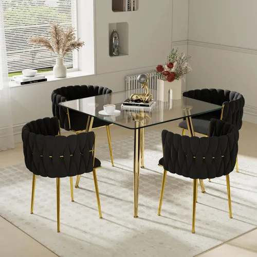 Miniatura 29 de Juego de mesa de comedor de cristal plateado para 2, juego de mesa cuadrada de lujo moderno de 36 pulgadas, juego de mesa de cocina minimalista de 3
