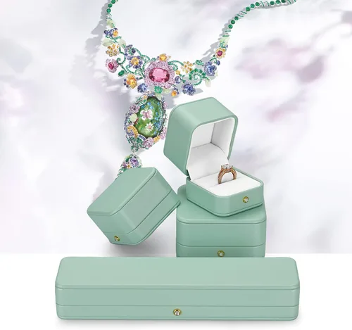 Miniatura 5 de Oirlv Magnífico collar verde menta caja de regalo de cuero collar cajas para joyería regalo terciopelo interior colgante caja