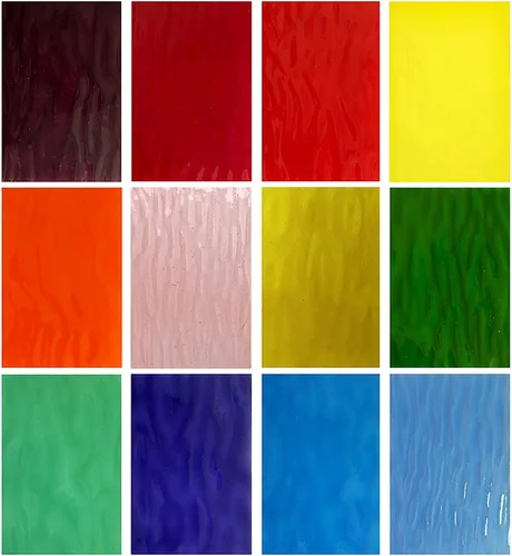 Paquete de 12 hojas de vitral de 6 x 4 pulgadas, paneles de catedral para un fácil corte y colores vibrantes para bricolaje y manualidades de