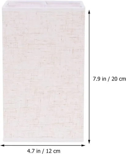 Miniatura 6 de OSALADI Pantalla de lámpara de lino natural, pantalla de tela cuadrada, pantalla de lámpara cuadrada con clip pequeño, cubierta de luz rectangular