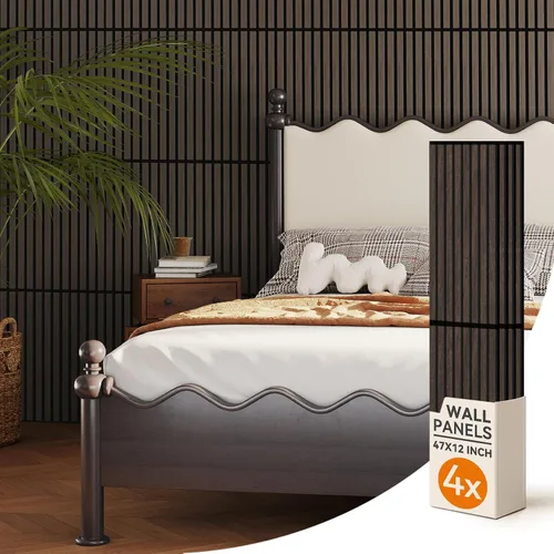 Miniatura 9 de Upick Paneles de pared acústicos plegables, paquete de 4 paneles de madera MDF de 48 x 12.6 pulgadas para pared, paneles de pared absorbentes
