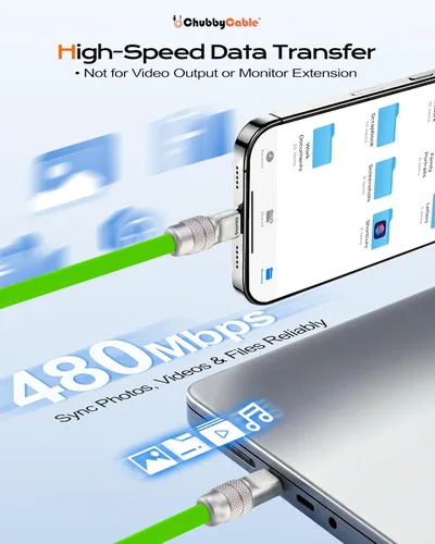 Miniatura 3 de chubbycable Chubby 2.0 USB C 240W Cable de carga rápida de silicona suave y duradero, cable de carga extra grueso compatible con iPhone 17-15 Series