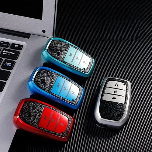 Miniatura 6 de DOUKI Leather TPU Car Key Cover Case Holder, for Toyota RAV4 Crown Hilux Fortuner Innova Camry Land Cruiser Prado Yaris Corolla 55 50