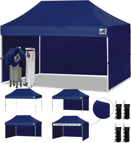 Miniatura 119 de Eurmax Tienda de campaña desplegable de 8 x 8 de Estados Unidos, con bolsa rodante patentada sin puntas, 4 paredes extraíbles con cremallera, toldo