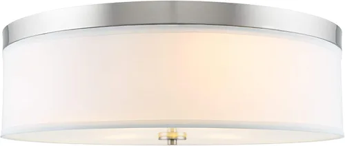 Kira Home Walker 51 cm Gran lámpara de techo de montaje empotrado de 3 luces de estilo moderno de mediados de siglo, pantalla de tela blanca +