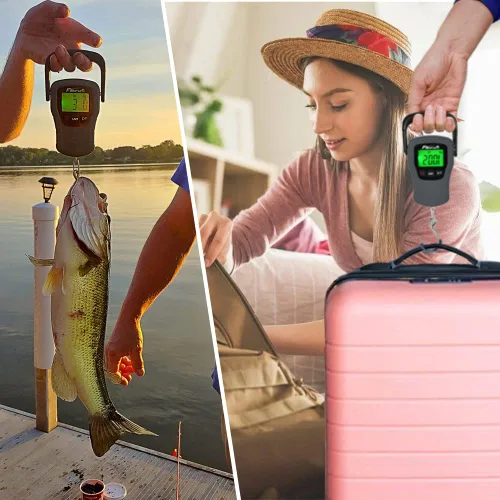 Miniatura 5 de Báscula digital de pescado, báscula electrónica para colgar peces con mango grande y cinta métrica, báscula de pesca de 110 libras / 110.2 lbs, 3