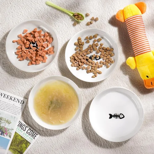 Miniatura 5 de Cuencos de cerámica para gatos, aptos para bigotes, platos de comida antivómitos para gatos de interior, platos seguros e higiénicos para gatos